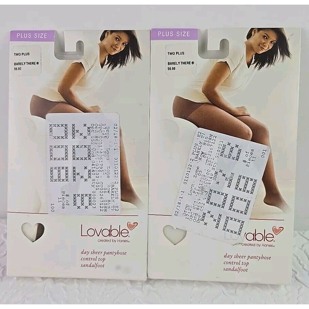 Hanes Lovable Day Sheer Control Top Pantyhose Sandalfoot Barely There Two Plus‎